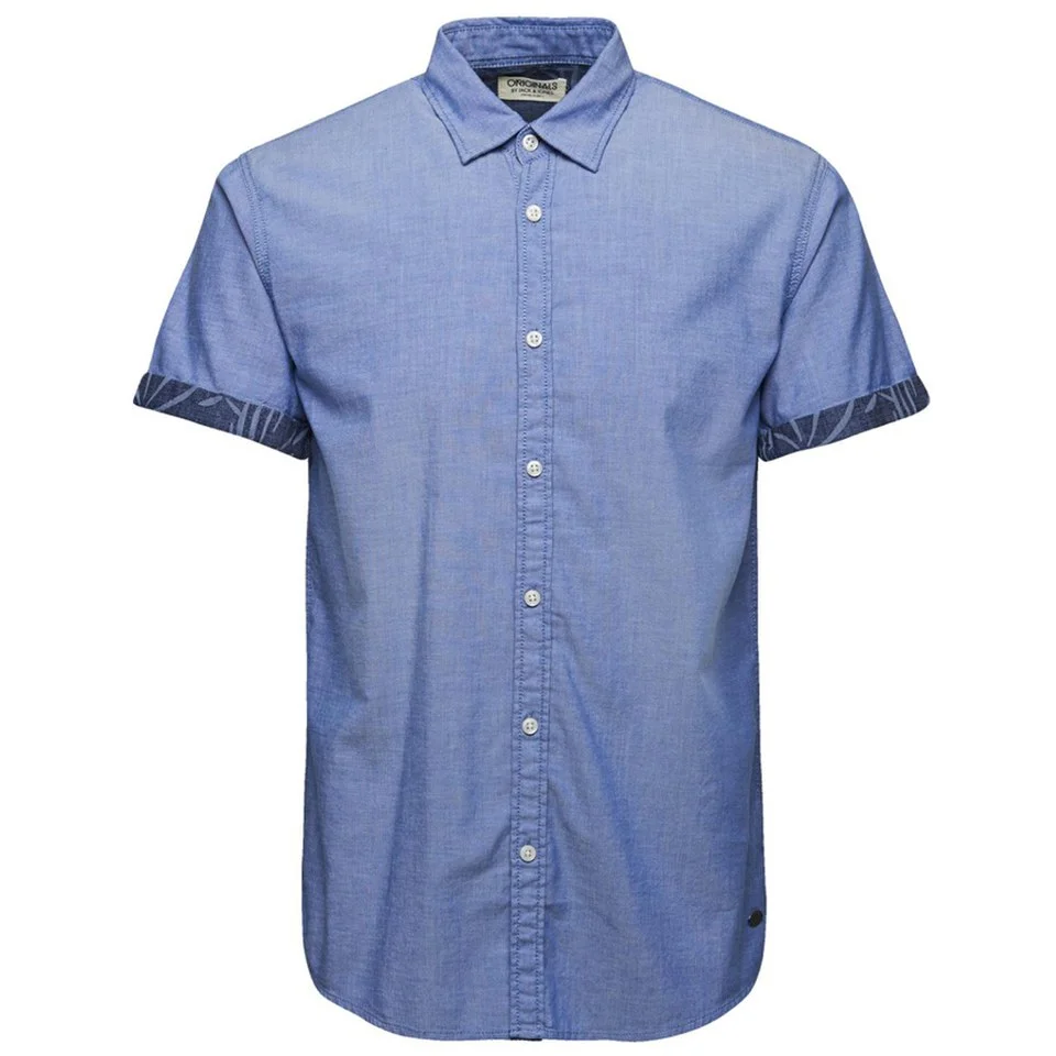 Jack & Jones Men's Originals Box Short Sleeve Shirt - Surf the Web - S - Blue Image 1