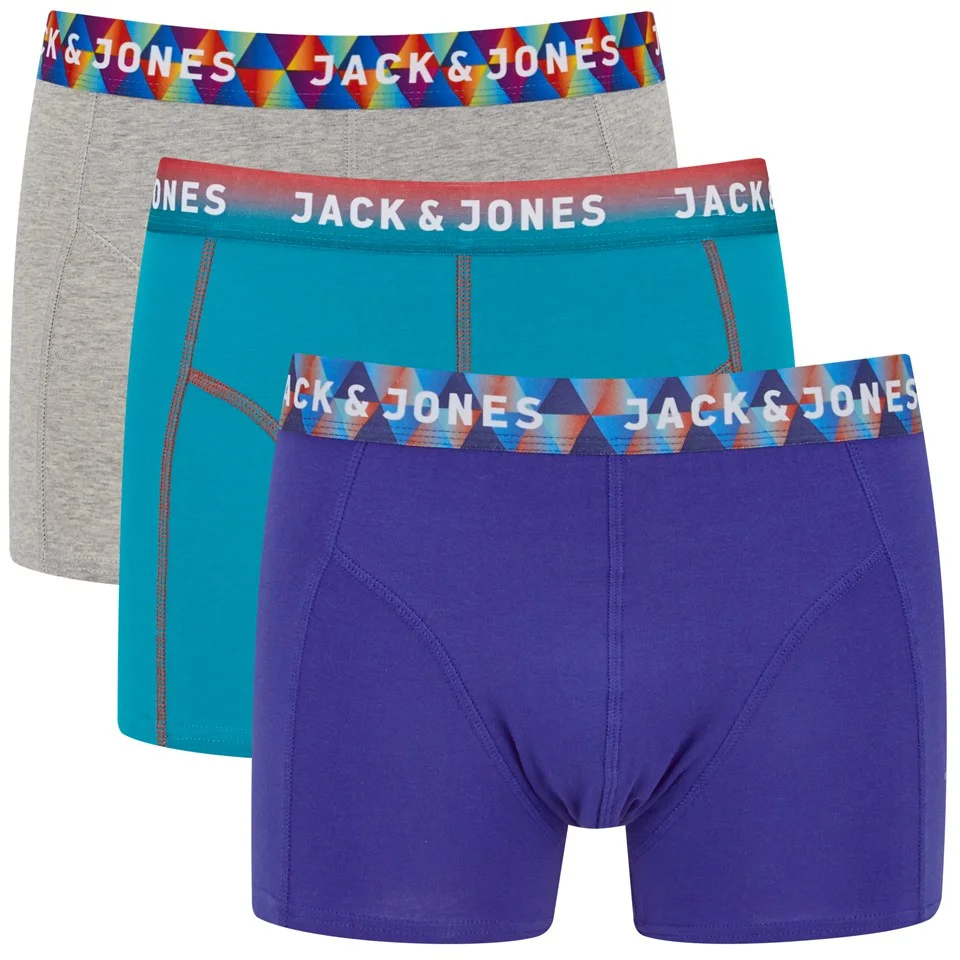 Jack & Jones Men's Gradient Mix Regular 3-Pack Boxers - Blue - S - Blue Image 1