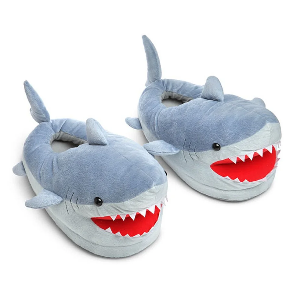 Think Geek Shark Plush Slippers Image 1