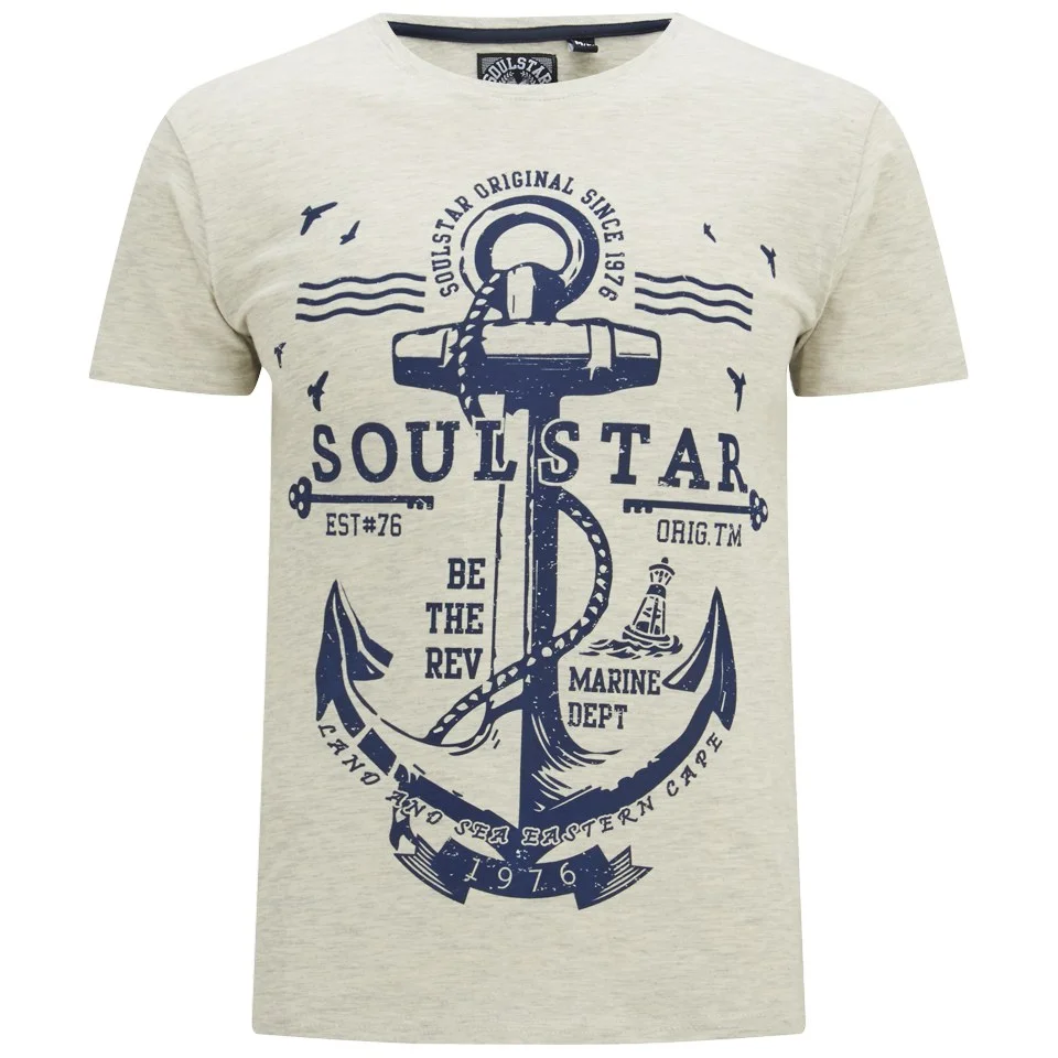 Soul Star Men's Webster T-Shirt - Oatmeal Mel - S - Cream Image 1