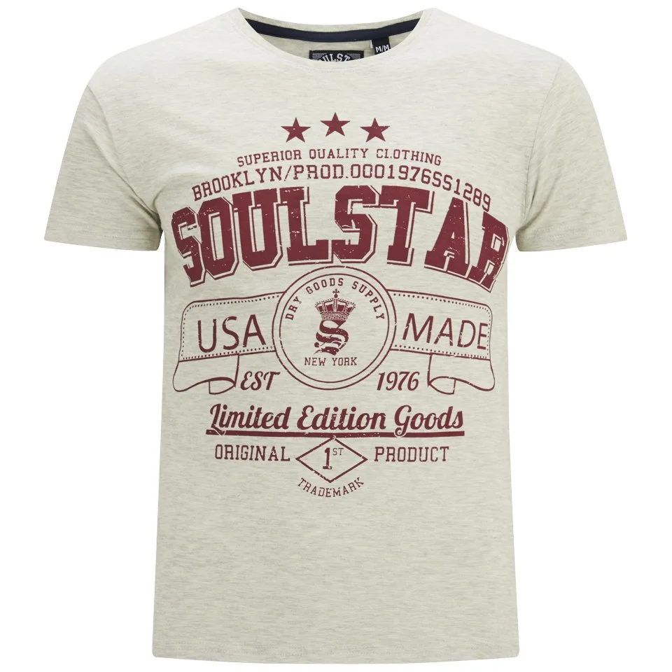 Soul Star Men's Garland T-Shirt - Oatmeal - S - Cream Image 1