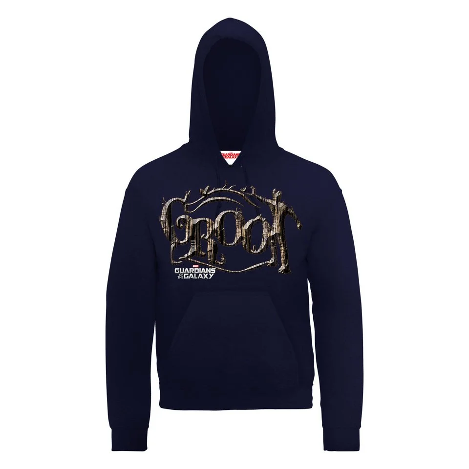 Marvel Guardians of the Galaxy Groot Text Hooded Sweatshirt - Navy - S - Navy Image 1
