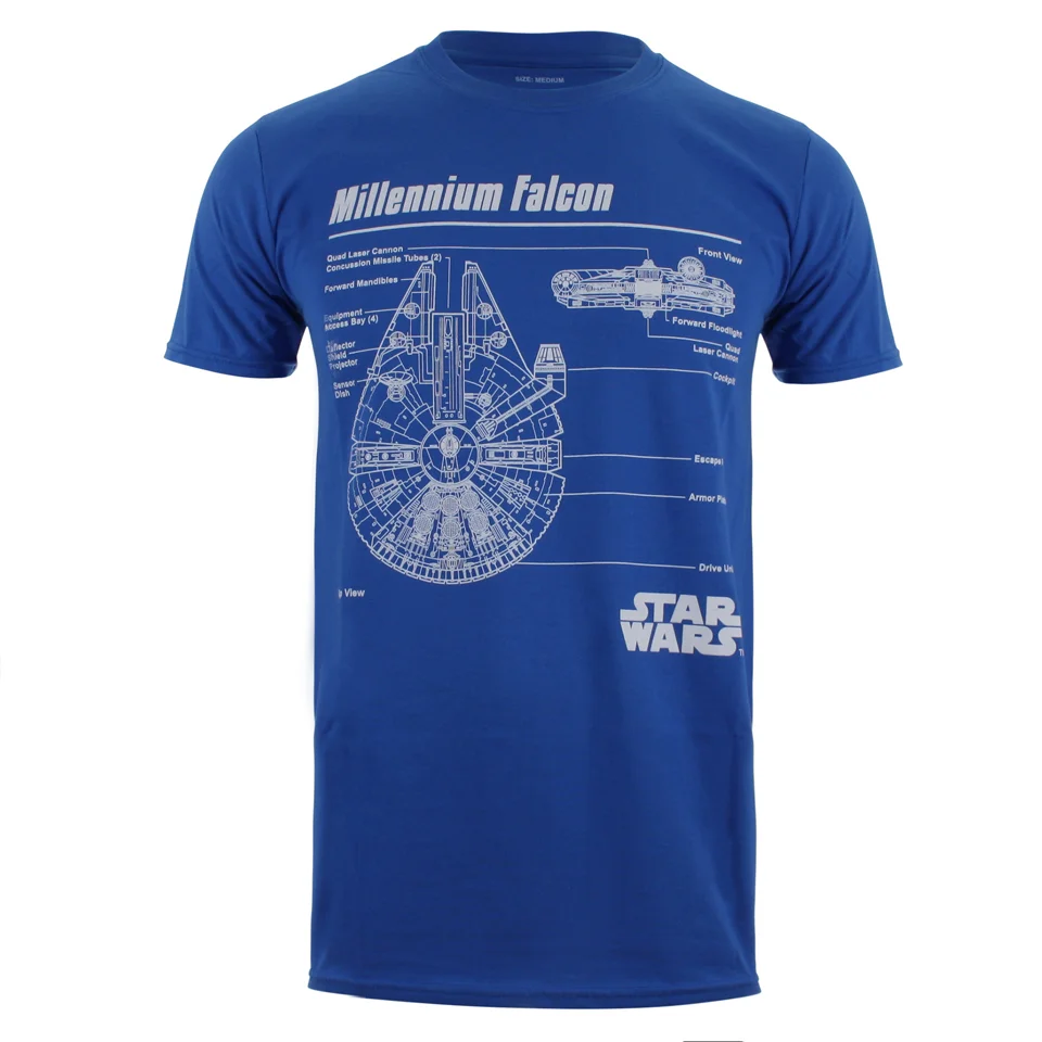 Star Wars Men's Millennium Falcon Blueprint T-Shirt - Royal - S Image 1