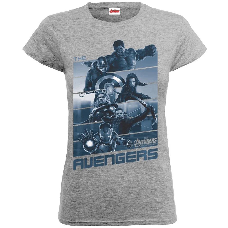 Marvel Women's Avengers Age of Ultron Team Stripes T-Shirt - Heather Grey - S - Grey Image 1