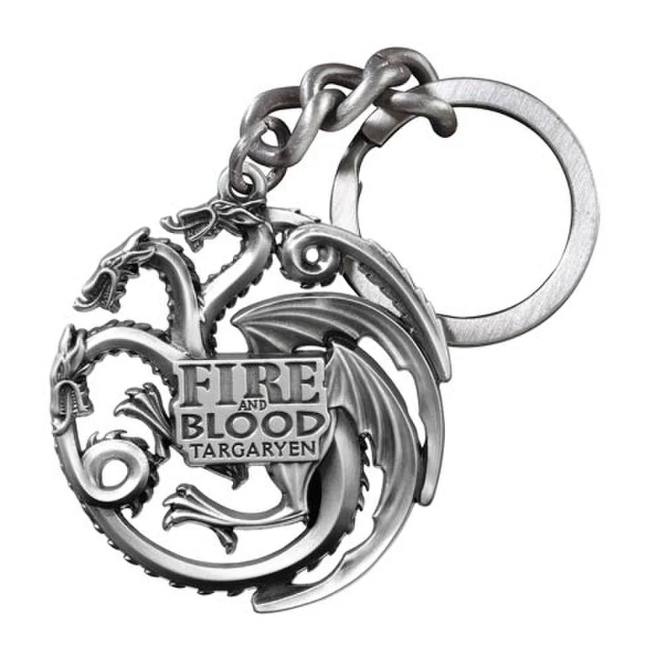 Game of Thrones Targaryen Three Headed Dragon Silver Finish Key Chain Image 1