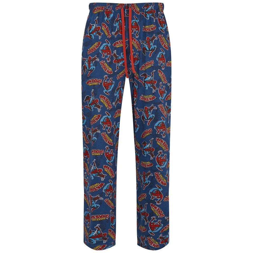 Marvel Men's Spider-Man Print Lounge Pants - Blue - S - Blue Image 1