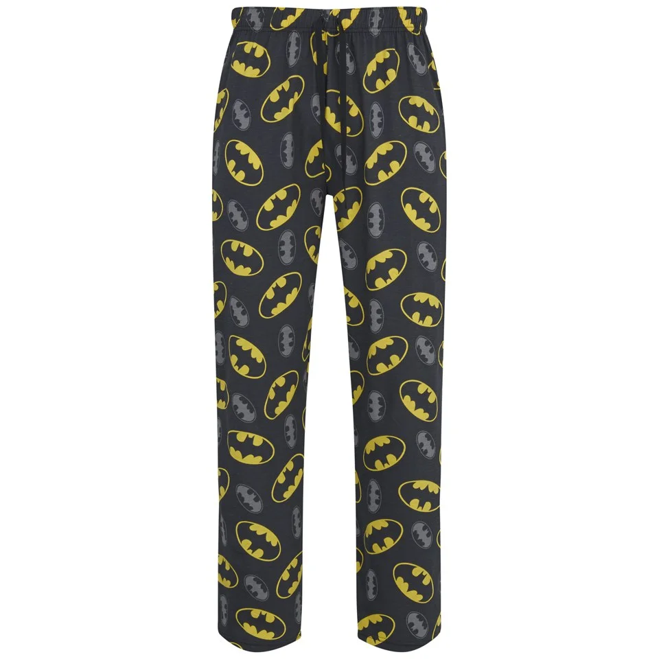 DC Comics Batman Men's All Over Logo Lounge Pants - Black - S - Black Image 1