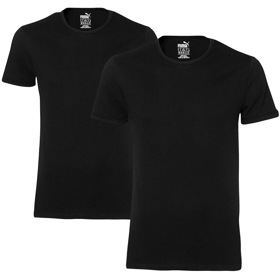 Puma Men's 2 Pack Crew Neck T-Shirts - Black - S - Black Image 1