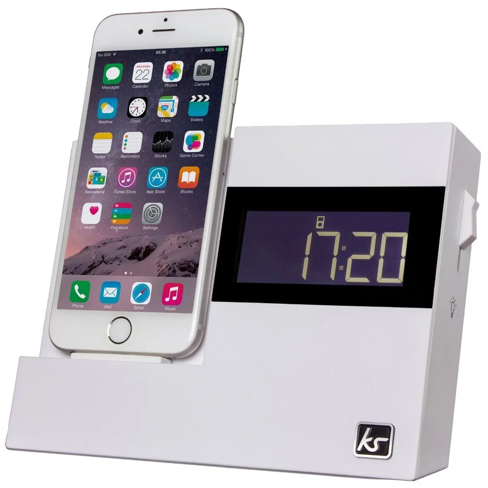 Kitsound XDock3 Lightning Dock Clock Radio - White Image 1