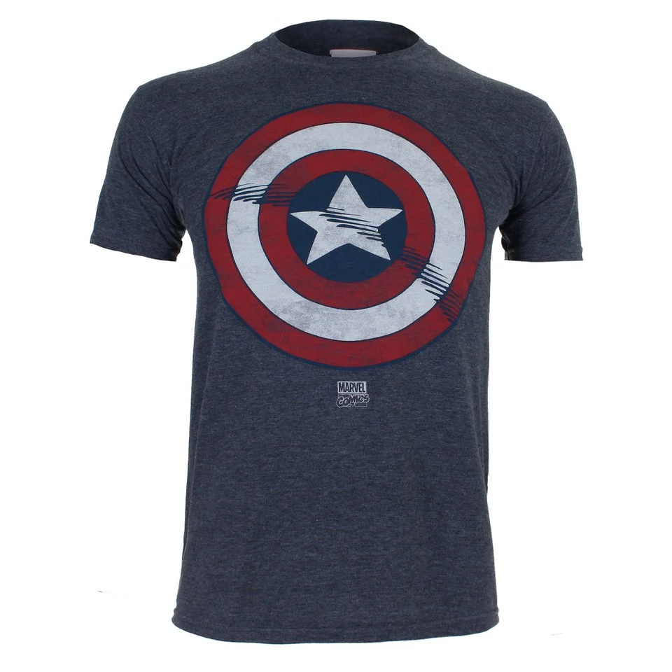 Marvel Men's Captain America Shield T-Shirt - Heat - S Image 1