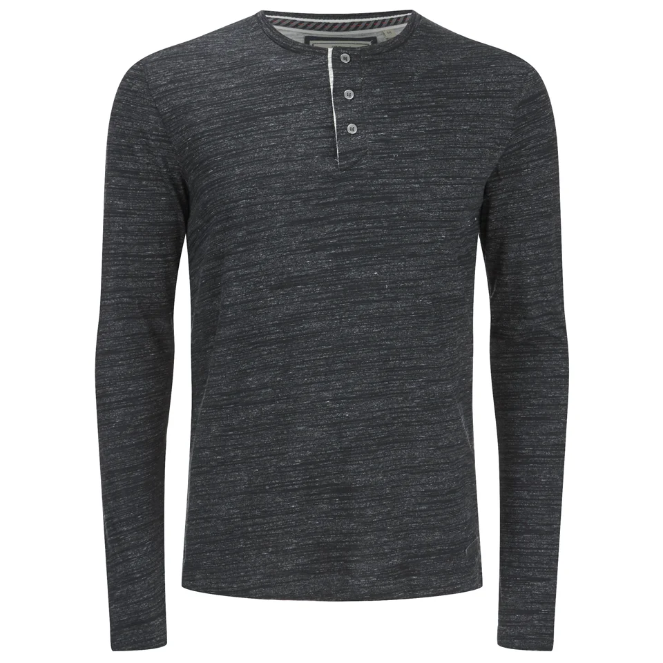 Brave Soul Men's Jeffrey Button Long Sleeved Top - Charcoal Marl - S - Grey Image 1