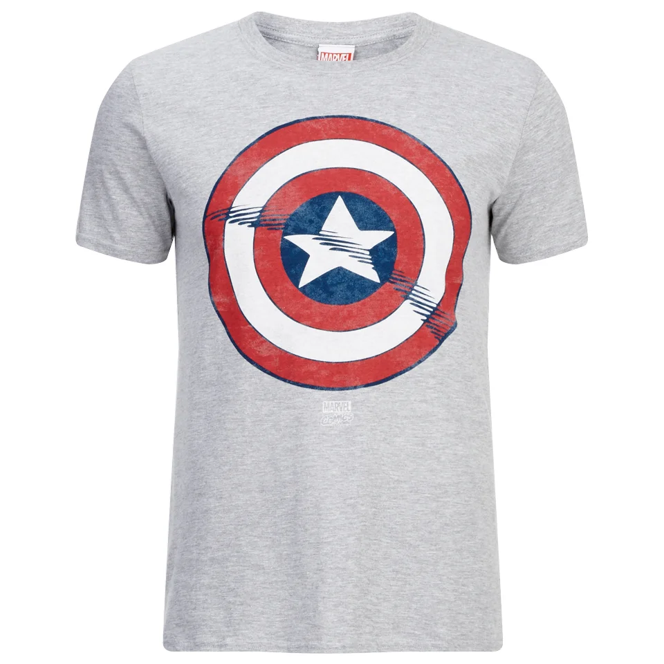 Marvel Men's Captain America Shield T-Shirt - Grey Marl - S - Grey Image 1