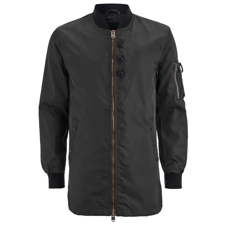 4Bidden Men's Impact Longline Bomber Jacket - Black - S - Black Image 1