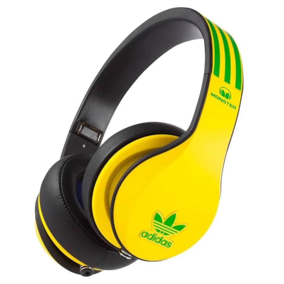 adidas Originals by Monster Headphones (3-Button Control Talk & Passive Noise Cancellation) - Yellow/Green/Black Image 1