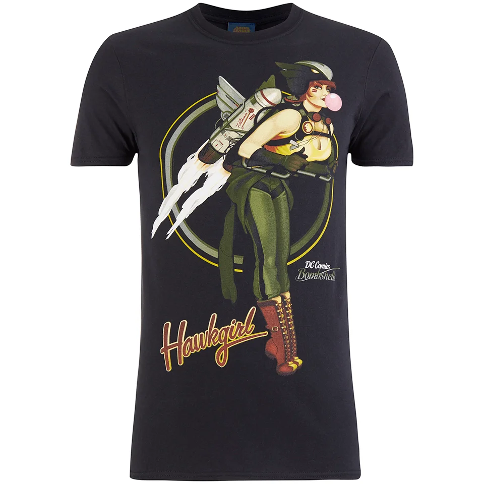 DC Comics Bombshells Men's Hawkgirl T-Shirt - Black - S - Black Image 1