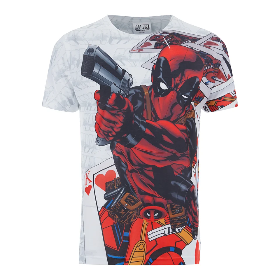 Marvel Men's Deadpool Cards T-Shirt - White - S - White Image 1