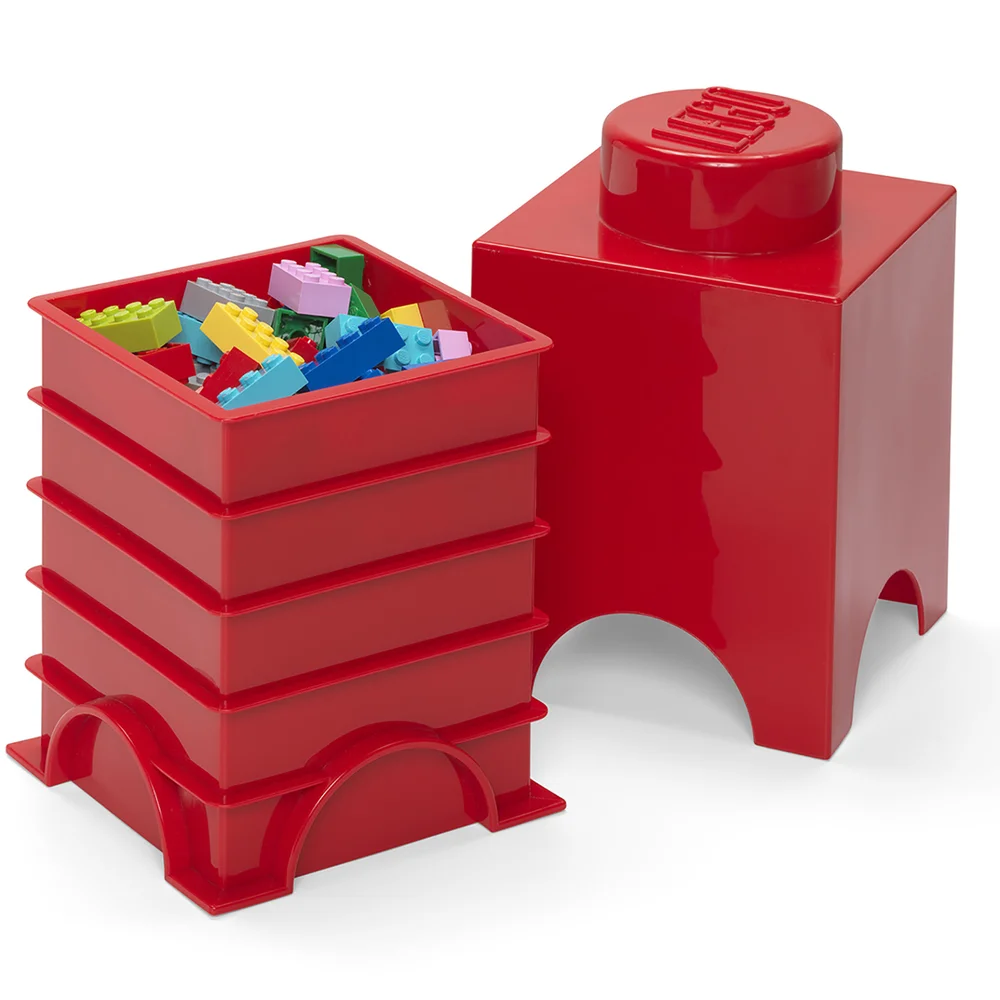 Lego 1 Stud Brick Container - Red Image 1