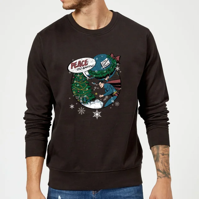 DC Comics Originals Superman Peace On Earth Black Christmas Jumper