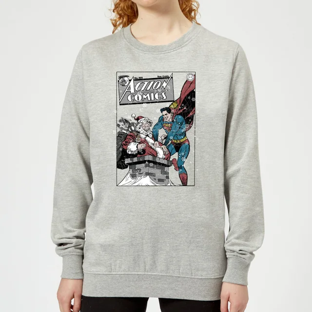 DC Comics Originals Superman Action Comics Grey Christmas Jumper