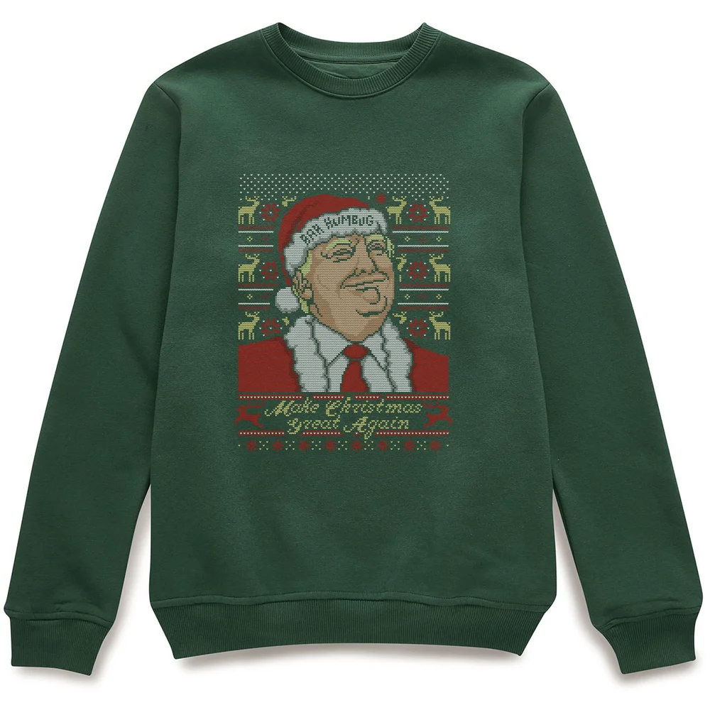 Make Christmas Great Again Donald Trump Men's Green Christmas Jumper - S Image 1