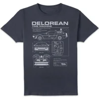 Back To The Future DeLorean Schematic T-Shirt - Navy - undefined undefined