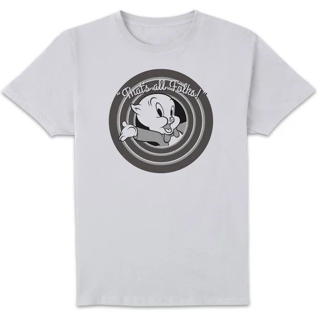 Looney Tunes That's All Folks Porky Pig Men's T-Shirt - White