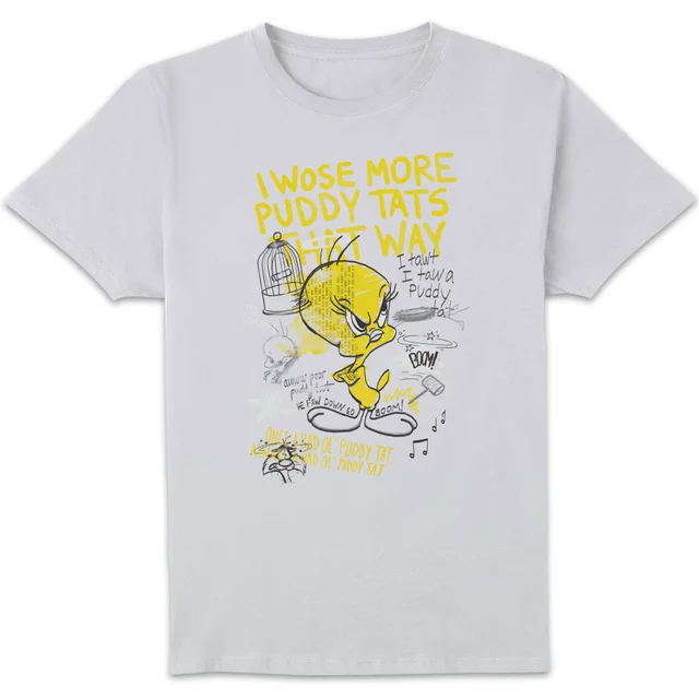 Looney Tunes Tweety Pie More Puddy Tats Men's T-Shirt - White