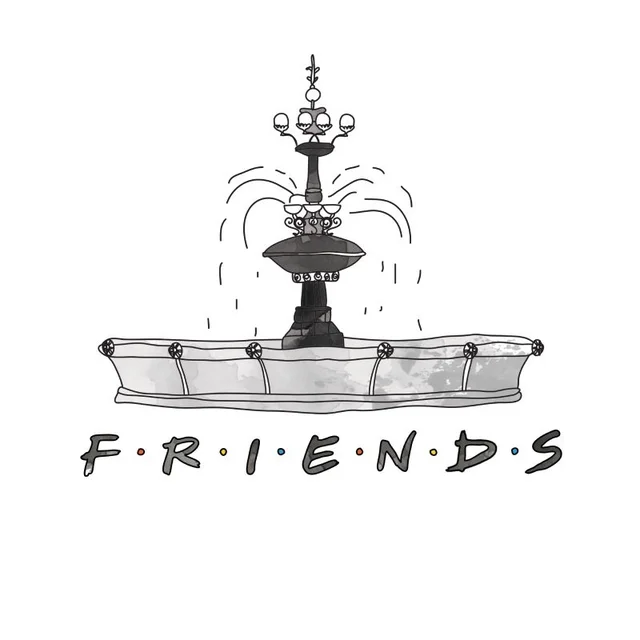 Friends Fountain Sketch Men's T-Shirt - White