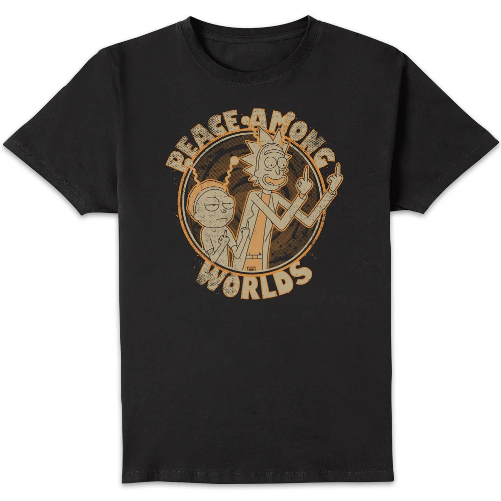 Rick and Morty Peace Among Worlds Men's T-Shirt - Black - S Image 1