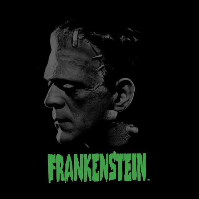 Universal Monsters Frankenstein Greyscale Men's T-Shirt - Black