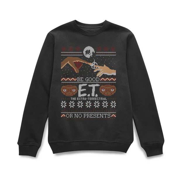 E.T. the Extra-Terrestrial Be Good or No Presents Christmas Sweatshirt - Black