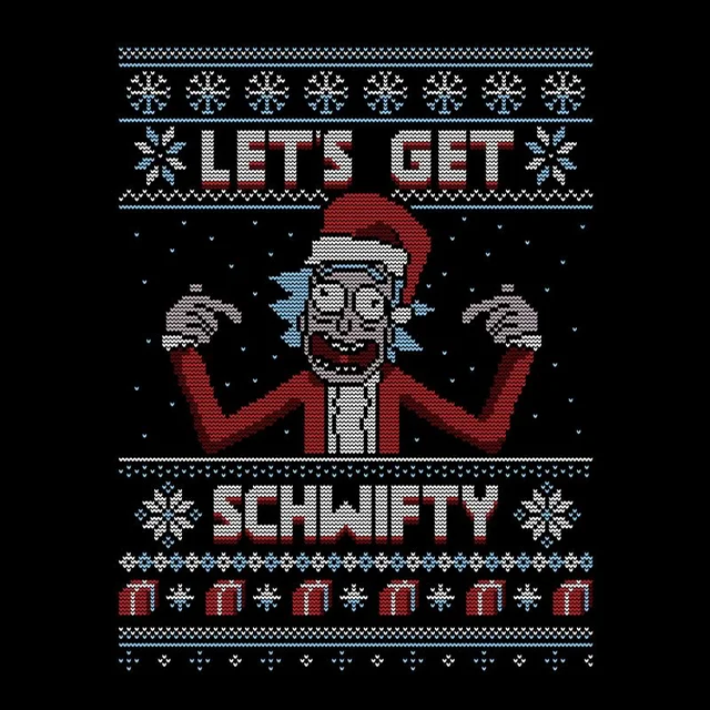 Rick and Morty Lets Get Schwifty Men's Christmas T-Shirt - Black
