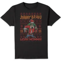 Johnny Bravo Johnny Bravo Pattern Men's Christmas T-Shirt - Black