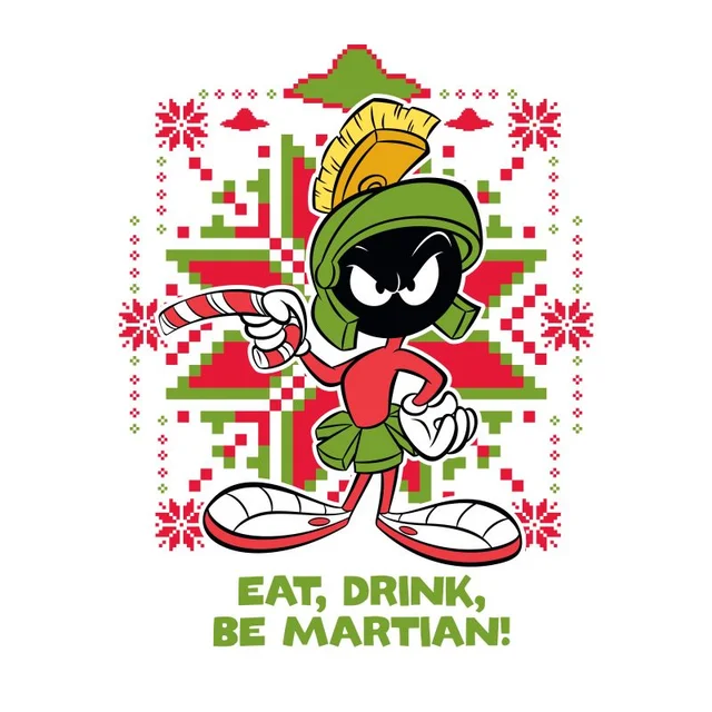 Looney Tunes Eat Drink Be Martian Men's Christmas T-Shirt - White