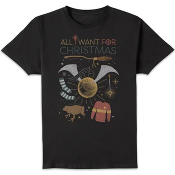 Harry Potter All I Want Men's Christmas T-Shirt - Black
