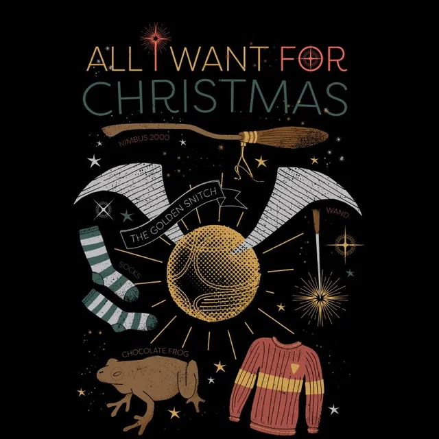 Harry Potter All I Want Men's Christmas T-Shirt - Black