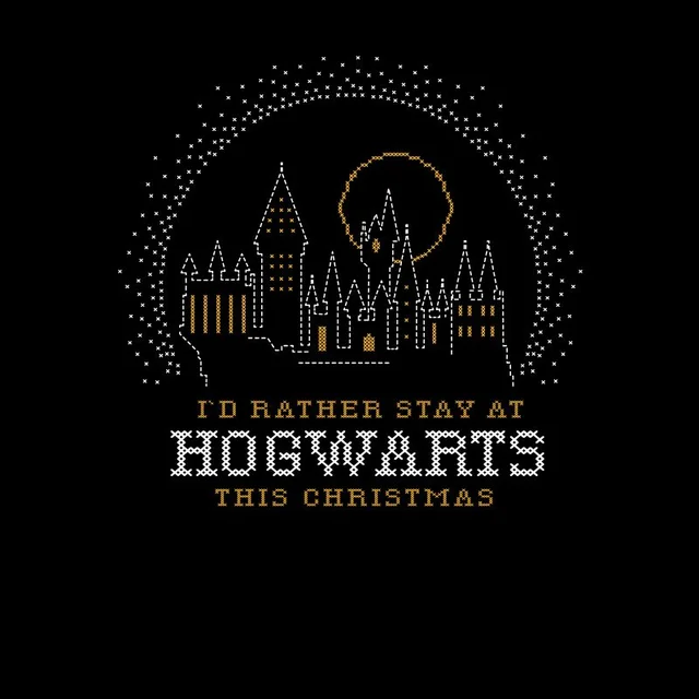 Harry Potter I'd Rather Stay At Hogwarts Men's Christmas T-Shirt - Black