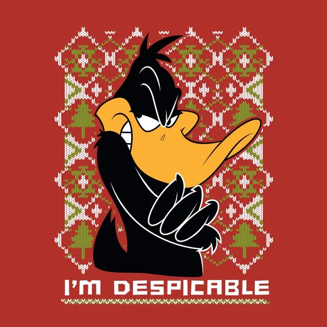 Looney Tunes Daffy Duck Knit Men's Christmas T-Shirt - Red