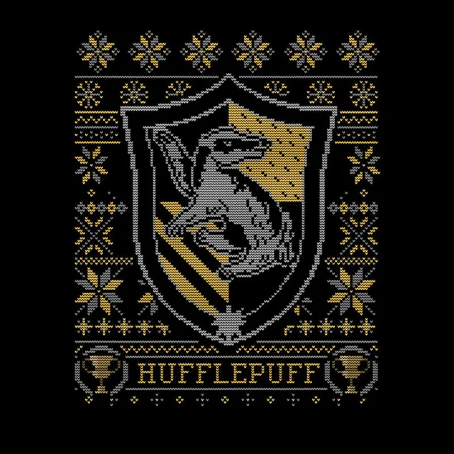Harry Potter Hufflepuff Crest Men's Christmas T-Shirt - Black