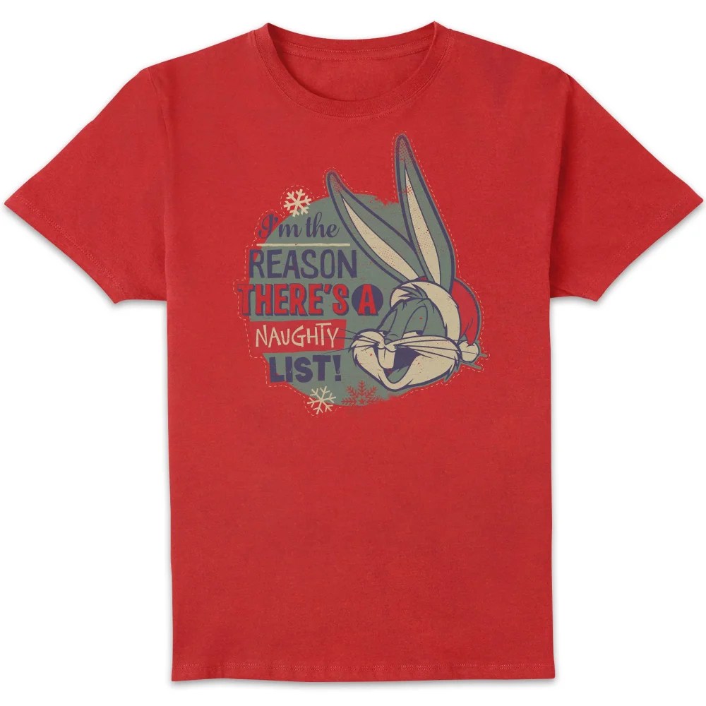 Looney Tunes I'm The Reason There Is A Naughty List Men's Christmas T-Shirt - Red - S Image 1