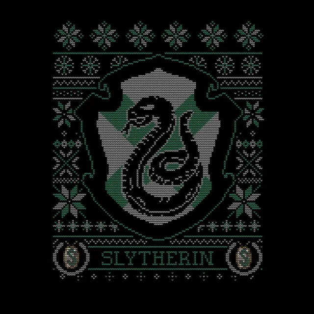 Harry Potter Slytherin Crest Men's Christmas T-Shirt - Black