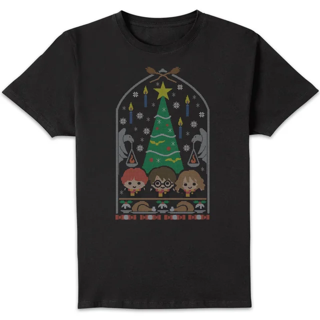 Harry Potter Hogwarts Tree Men's Christmas T-Shirt - Black
