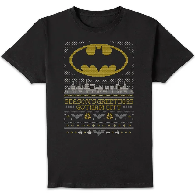DC Seasons Greetings From Gotham Men's Christmas T-Shirt - Black