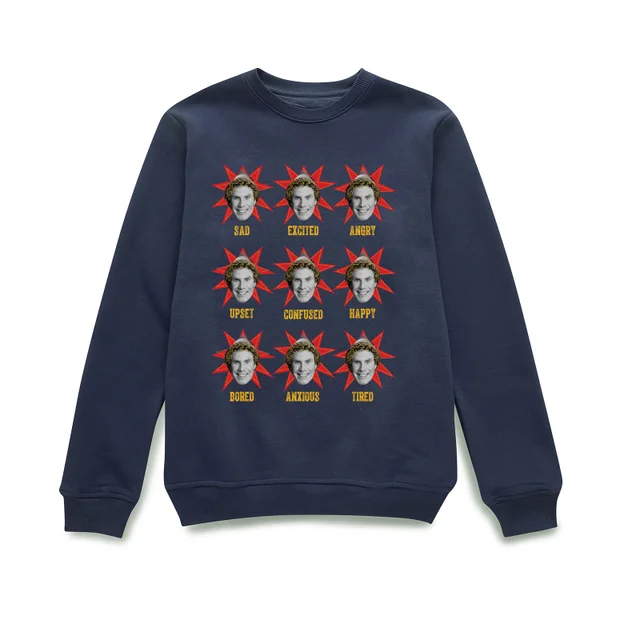 Elf Faces Christmas Jumper - Navy