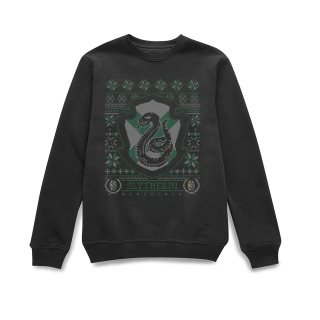 Harry Potter Slytherin Crest Christmas Jumper - Black