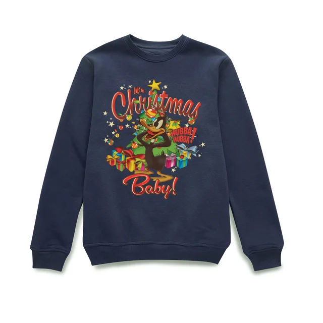 Looney Tunes Its Christmas Baby Christmas Jumper - Navy
