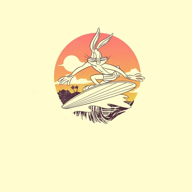 Looney Tunes Kaboom Collection Surf Men's T-Shirt - Stone Wash - Cream