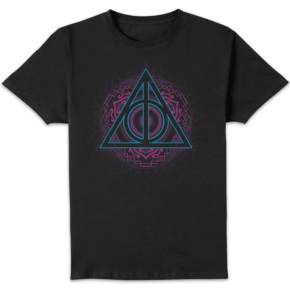 Harry Potter Deathly Hallows Neon Men's T-Shirt - Black - S Image 1