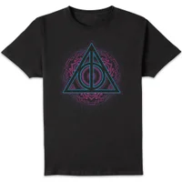 Harry Potter Deathly Hallows Neon Men's T-Shirt - Black - undefined undefined
