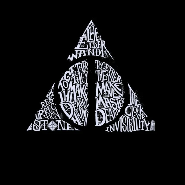 Harry Potter Deathly Hallows Text Men's T-Shirt - Black